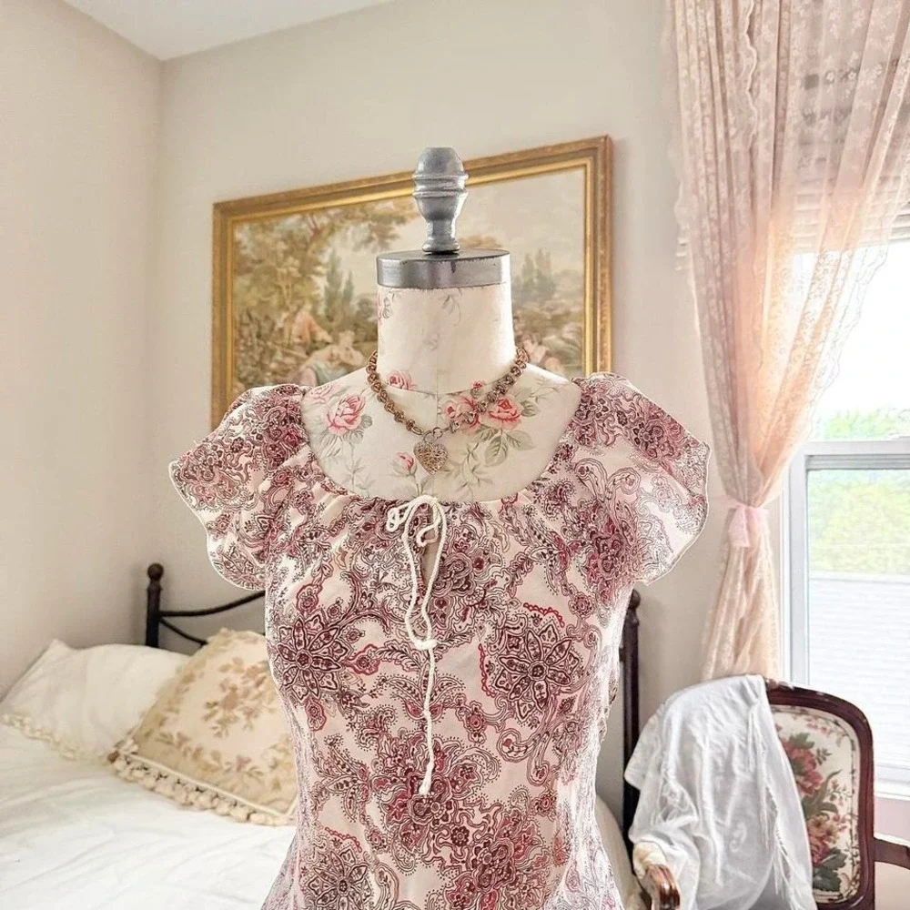 Y2K‎ my michelle red paisley top size small